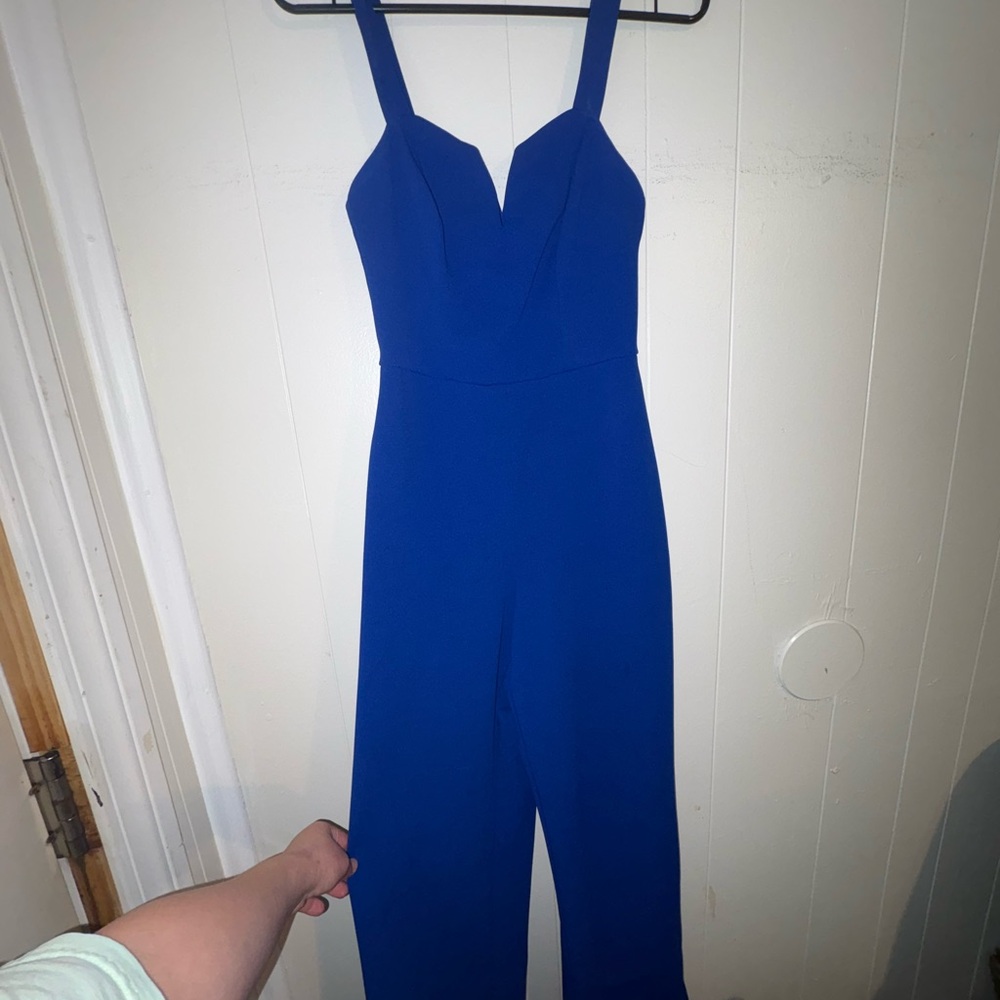 Sleek V-Neck Royal Blue Jumpsuit